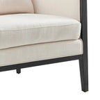 Linen Accent Arm Chair with Rattan Frame