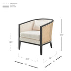 Linen Accent Arm Chair with Rattan Frame