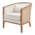 Linen Accent Arm Chair with Rattan Frame