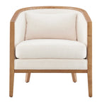Linen Accent Arm Chair with Rattan Frame