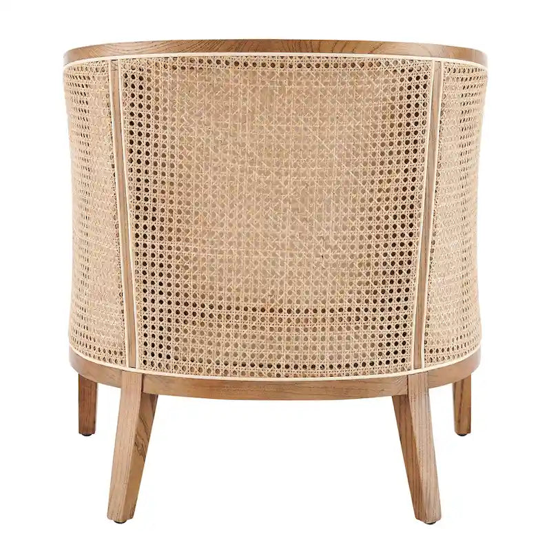 Linen Accent Arm Chair with Rattan Frame