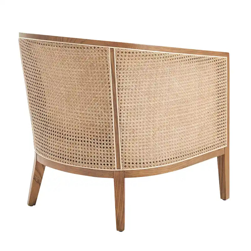 Linen Accent Arm Chair with Rattan Frame