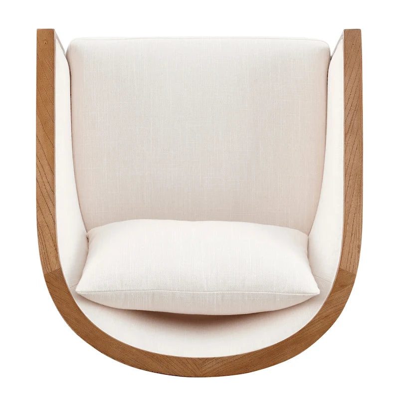 Linen Accent Arm Chair with Rattan Frame