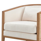 Linen Accent Arm Chair with Rattan Frame