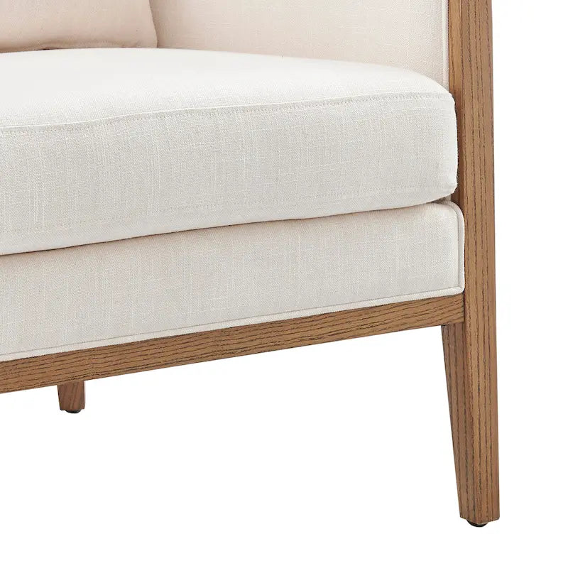 Linen Accent Arm Chair with Rattan Frame