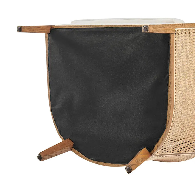 Linen Accent Arm Chair with Rattan Frame