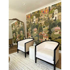 Linen Accent Arm Chair with Rattan Frame