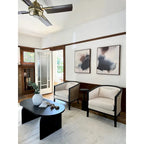 Linen Accent Arm Chair with Rattan Frame