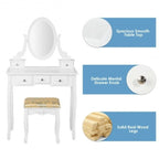 Vanity Dressing Table Set with 5 Drawers and Oval Mirror