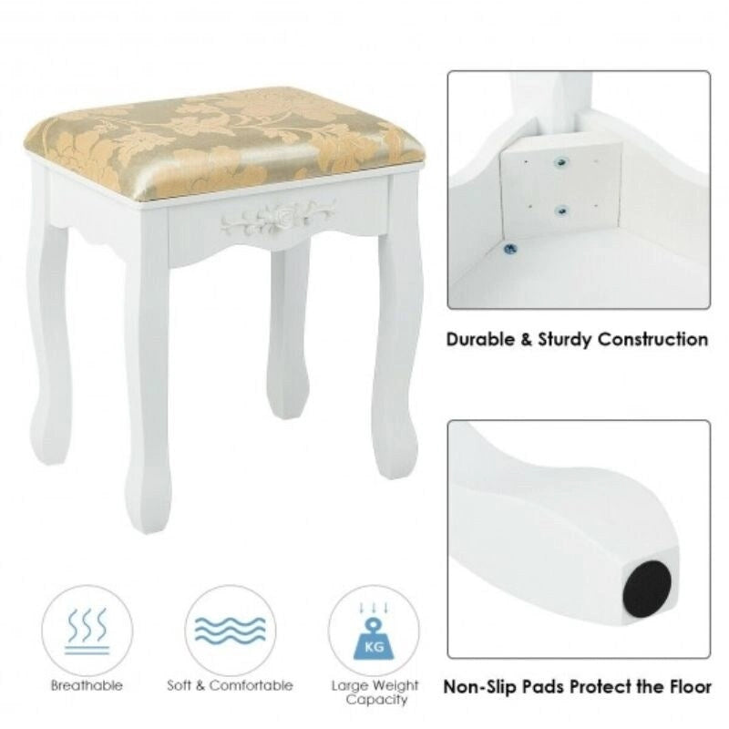 Vanity Dressing Table Set with 5 Drawers and Oval Mirror