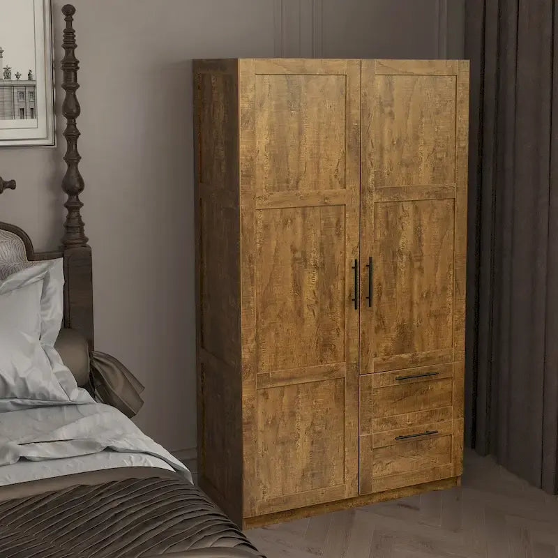 High Wardrobe with 2 Drawers and 5 Storage Compartments