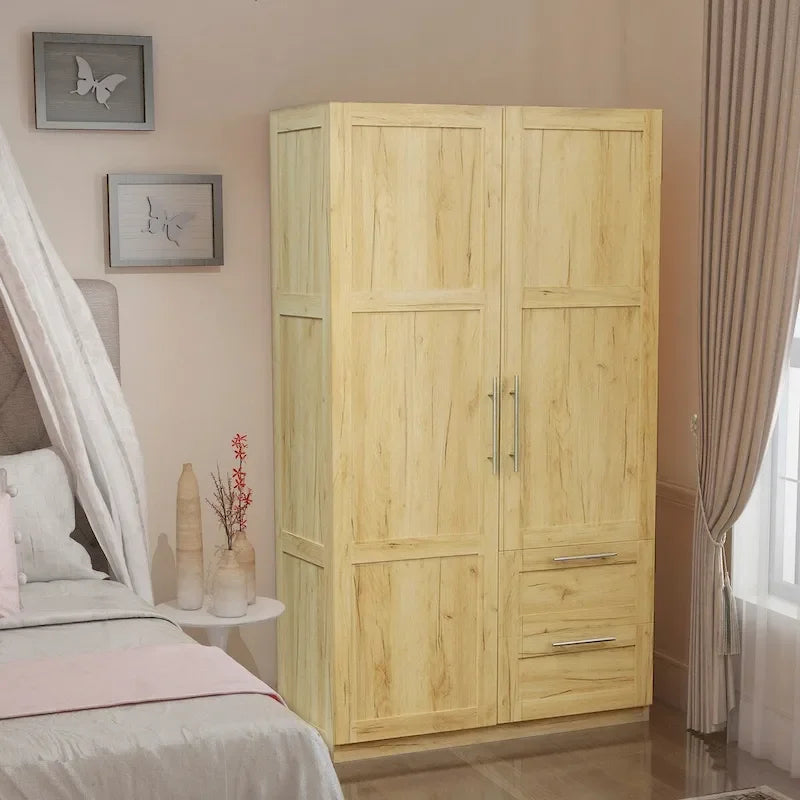 High Wardrobe with 2 Drawers and 5 Storage Compartments