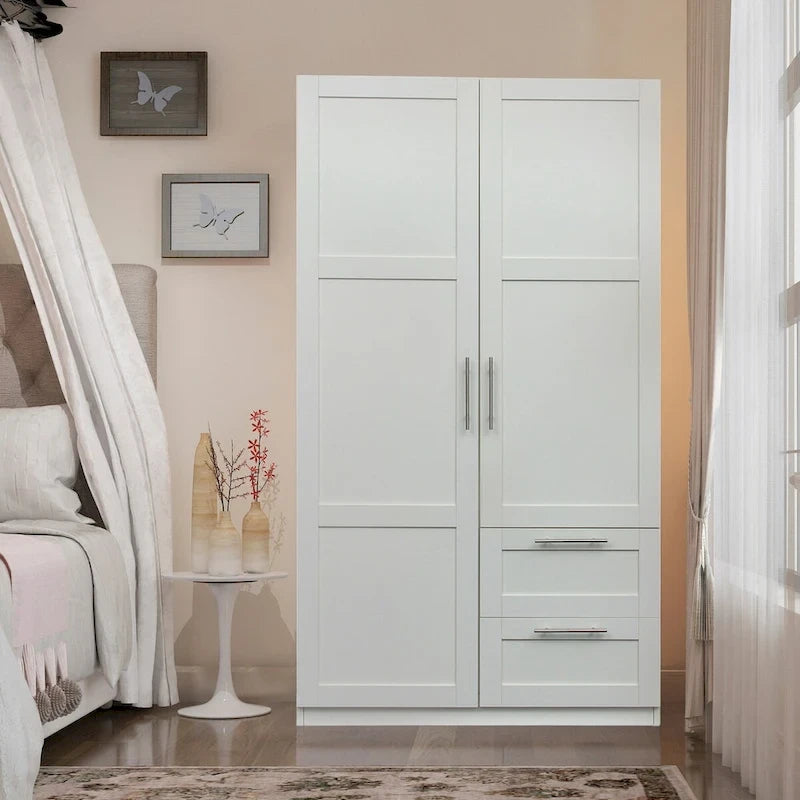 High Wardrobe with 2 Drawers and 5 Storage Compartments
