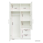 High Wardrobe with 2 Drawers and 5 Storage Compartments