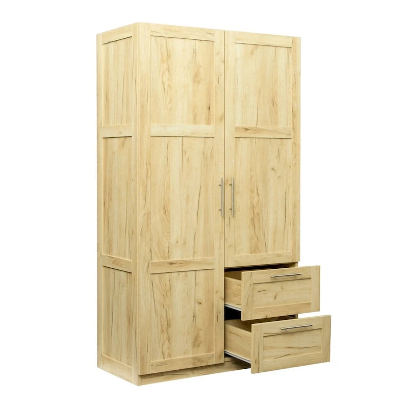 High Wardrobe with 2 Drawers and 5 Storage Compartments