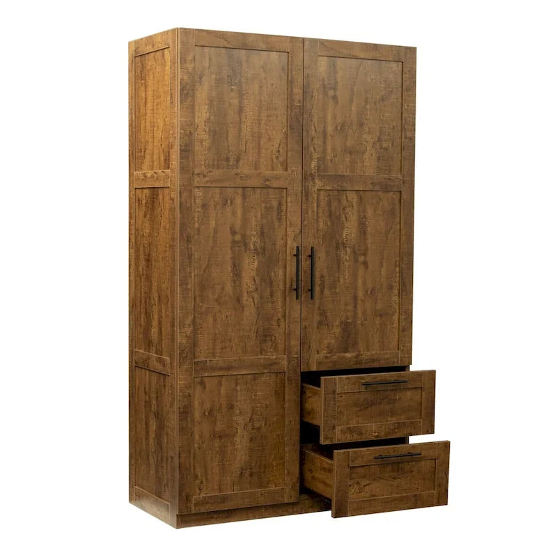 High Wardrobe with 2 Drawers and 5 Storage Compartments