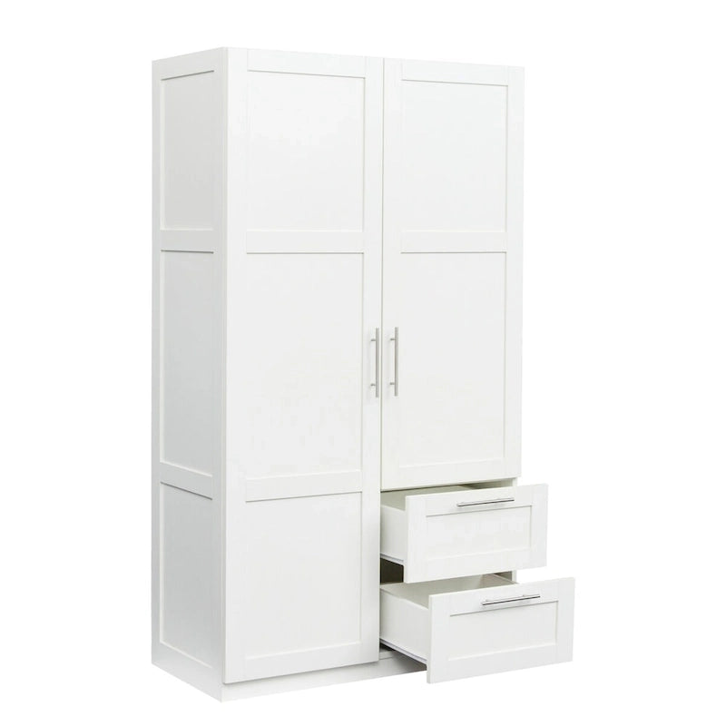 High Wardrobe with 2 Drawers and 5 Storage Compartments