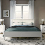 White Queen Platform Bed with Headboard