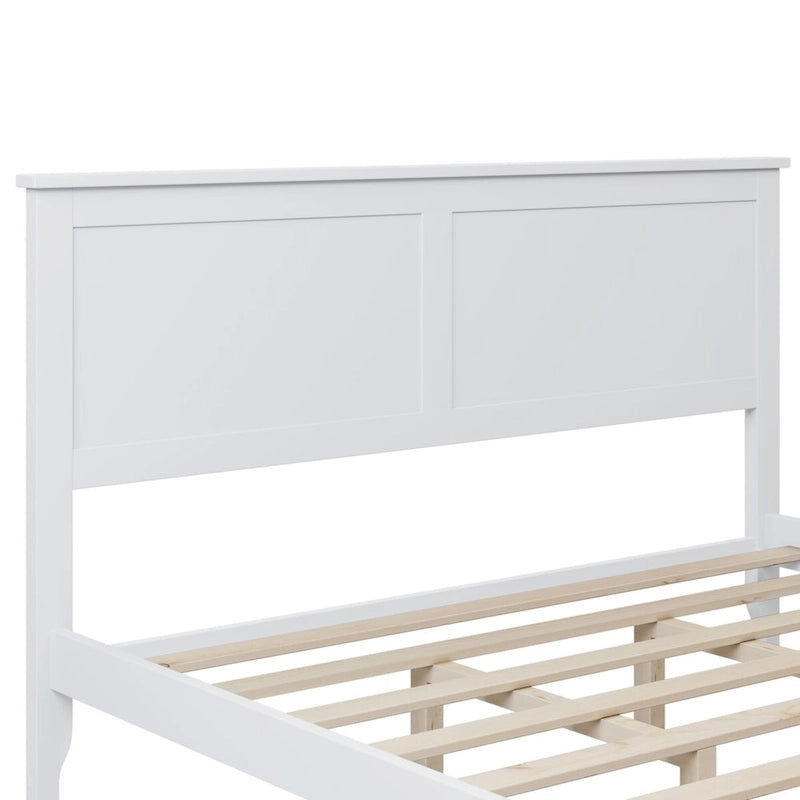 White Queen Platform Bed with Headboard