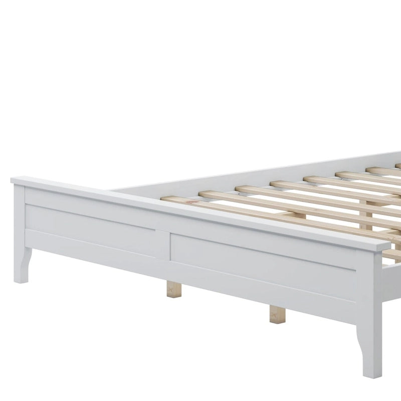 White Queen Platform Bed with Headboard