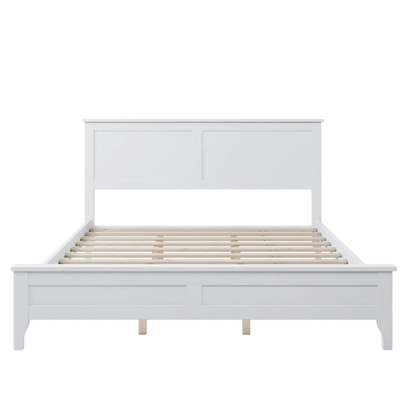 White Queen Platform Bed with Headboard