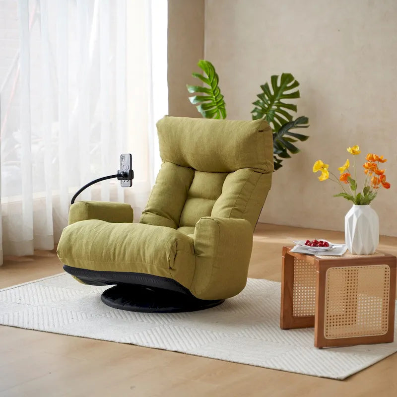 Swivel Lounge Chair with Adjustable Backrest and Headrest