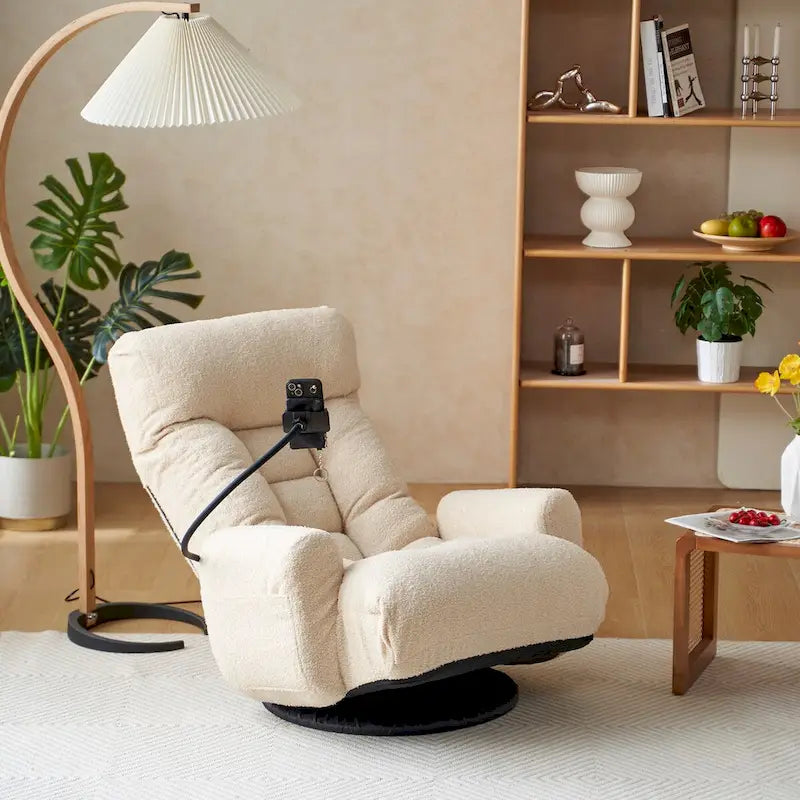 Swivel Lounge Chair with Adjustable Backrest and Headrest