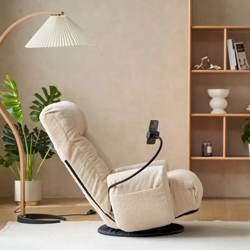 Swivel Lounge Chair with Adjustable Backrest and Headrest