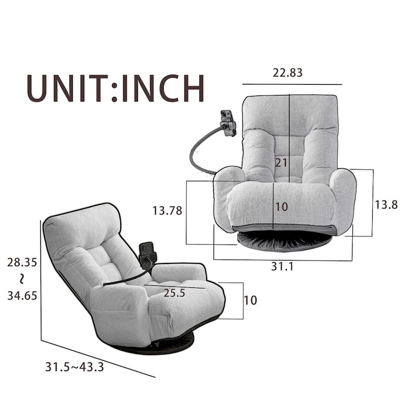 Swivel Lounge Chair with Adjustable Backrest and Headrest