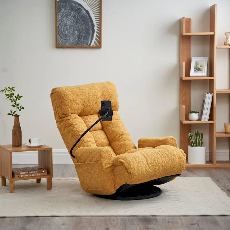 Swivel Lounge Chair with Adjustable Backrest and Headrest