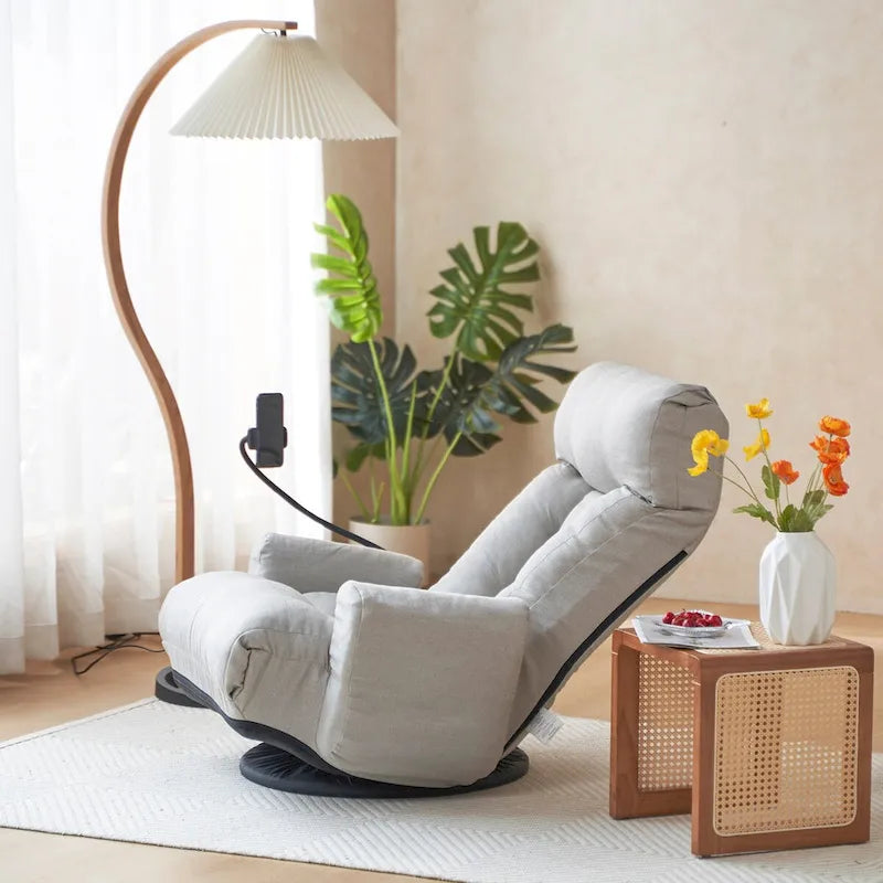 Swivel Lounge Chair with Adjustable Backrest and Headrest