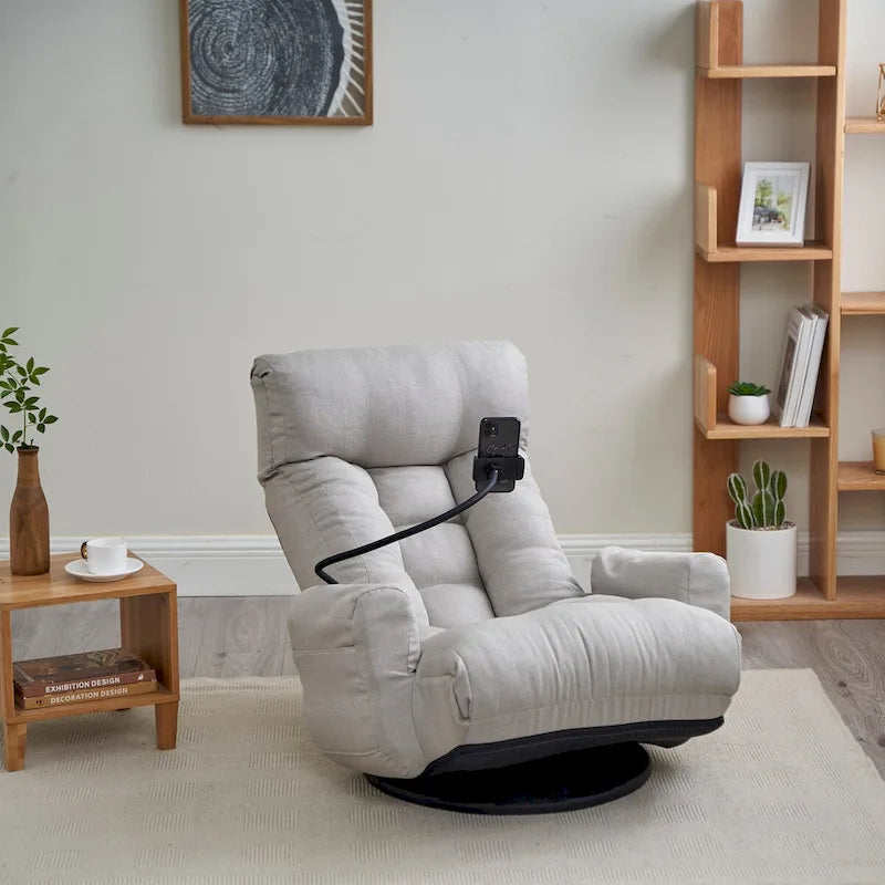 Swivel Lounge Chair with Adjustable Backrest and Headrest