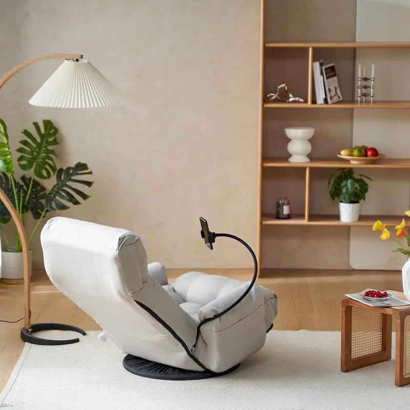 Swivel Lounge Chair with Adjustable Backrest and Headrest