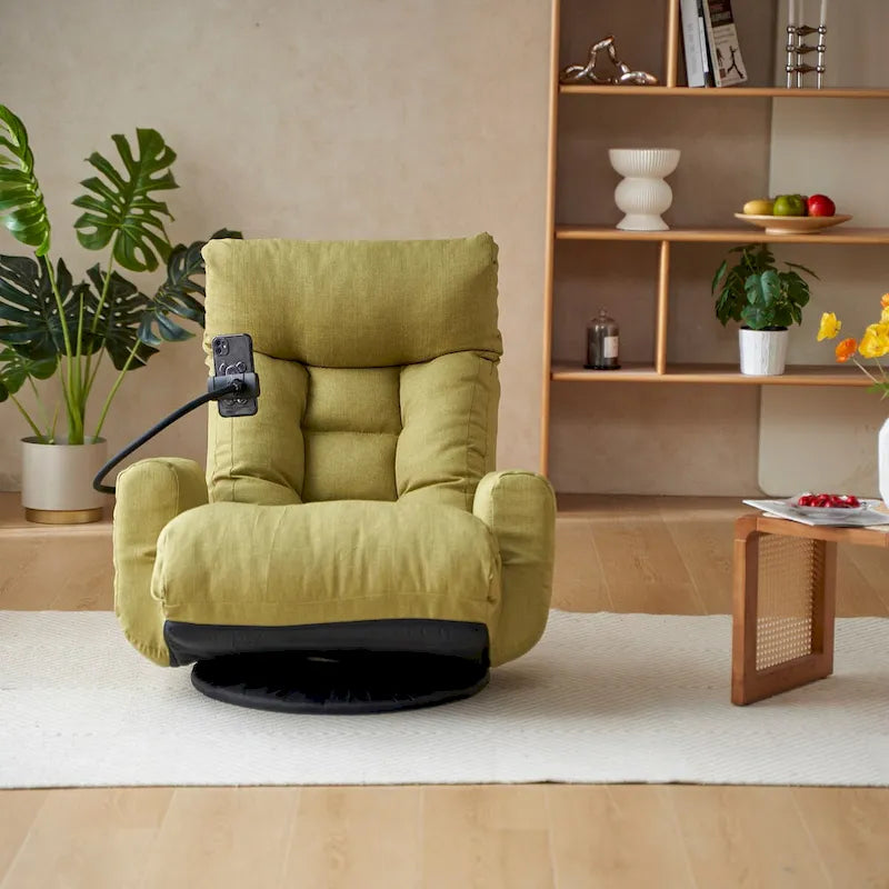 Swivel Lounge Chair with Adjustable Backrest and Headrest