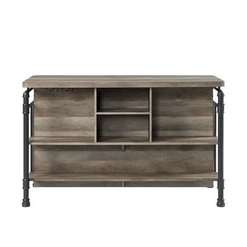 59-Inch Kitchen Island with 2 Shelves, Brown and Gray