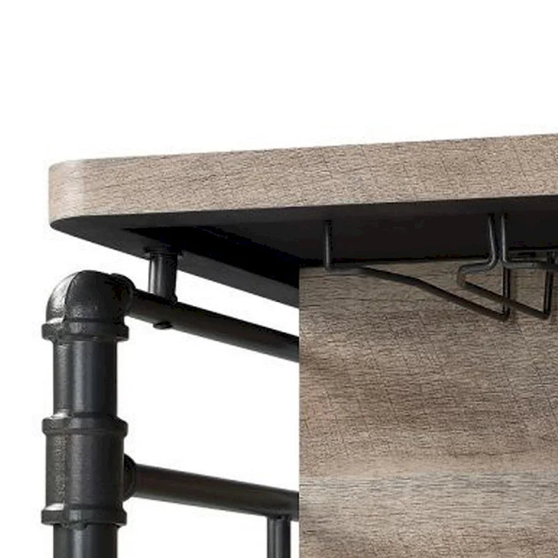 59-Inch Kitchen Island with 2 Shelves, Brown and Gray