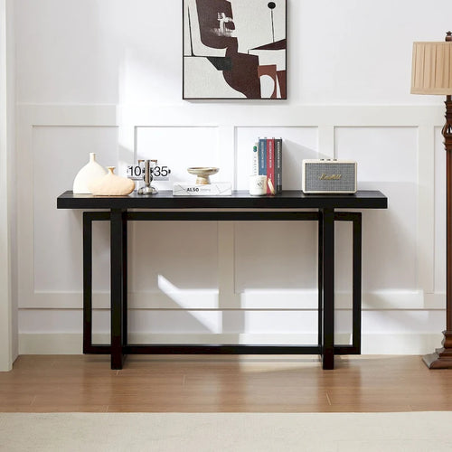 59 in. Rectangular Console Table with MDF Top and Rubberwood Legs