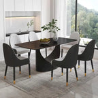 Rectangle Sintered Stone Dining Table with U-Shape Carbon Steel Base, 71" x 35.43" x 29.53"