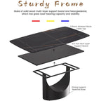 Rectangle Sintered Stone Dining Table with U-Shape Carbon Steel Base, 71" x 35.43" x 29.53"
