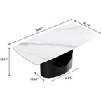 Rectangle Sintered Stone Dining Table with U-Shape Carbon Steel Base, 71" x 35.43" x 29.53"