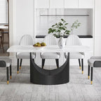 Rectangle Sintered Stone Dining Table with U-Shape Carbon Steel Base, 71" x 35.43" x 29.53"
