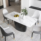 Rectangle Sintered Stone Dining Table with U-Shape Carbon Steel Base, 71" x 35.43" x 29.53"