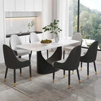 Rectangle Sintered Stone Dining Table with U-Shape Carbon Steel Base, 71" x 35.43" x 29.53"