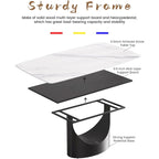 Rectangle Sintered Stone Dining Table with U-Shape Carbon Steel Base, 71" x 35.43" x 29.53"