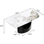 Rectangle Sintered Stone Dining Table with U-Shape Carbon Steel Base, 71" x 35.43" x 29.53"