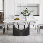 Rectangle Sintered Stone Dining Table with U-Shape Carbon Steel Base, 71" x 35.43" x 29.53"