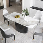 Rectangle Sintered Stone Dining Table with U-Shape Carbon Steel Base, 71" x 35.43" x 29.53"