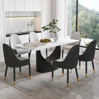 Rectangle Sintered Stone Dining Table with U-Shape Carbon Steel Base, 71" x 35.43" x 29.53"