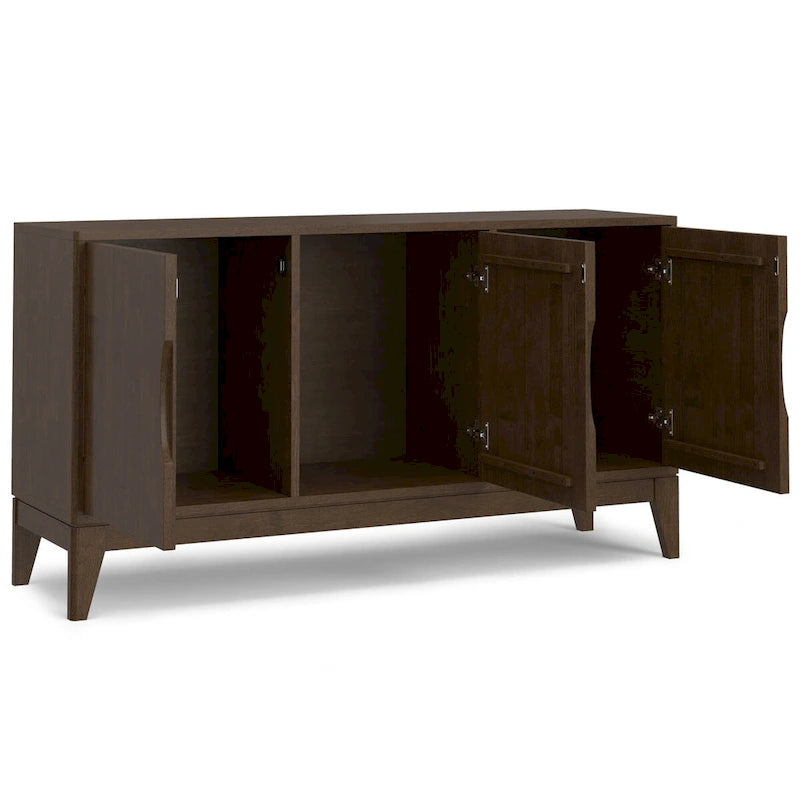 60-Inch 3-Door Sideboard Buffet Cabinet in Walnut Brown