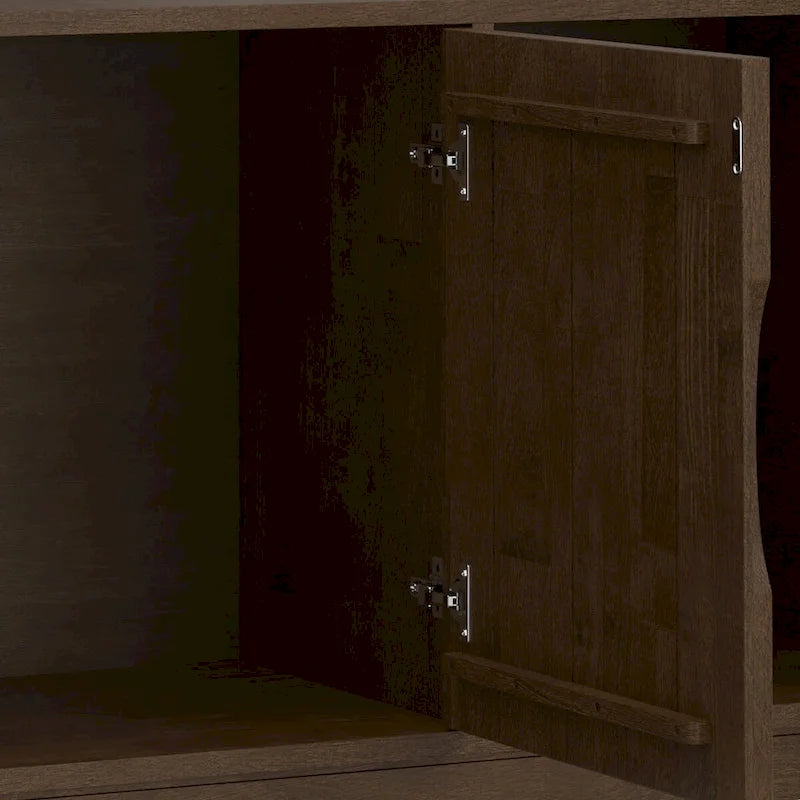 60-Inch 3-Door Sideboard Buffet Cabinet in Walnut Brown